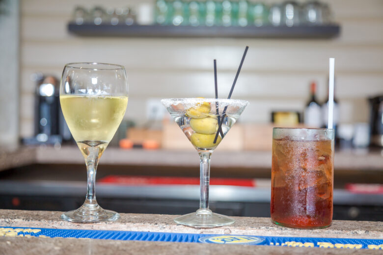 Rum cocktails at the bar, Pagua Bay Bar & Grill, Marigot, Dominica